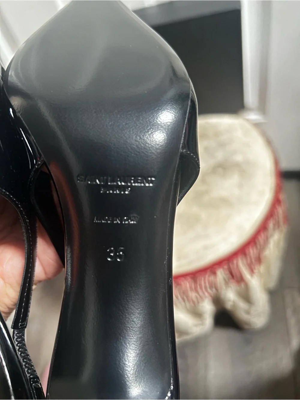 Saint Laurent Black Patent Pointed Slingback Pumps - Picture 11 of 11